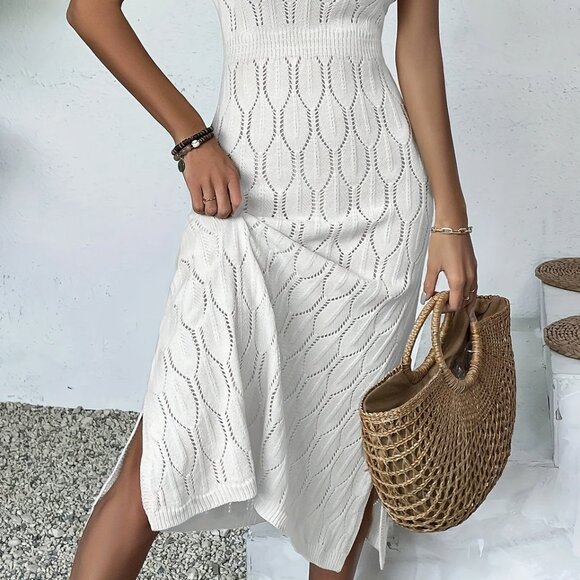 Midi Length Knit Dress Coverup in Ivory L - Picture 5 of 13